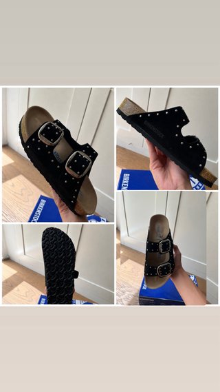 Sandalias Negras Doble Tira Tachuelas Plata