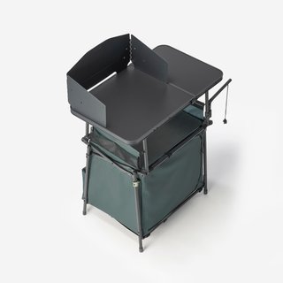 Mueble de cocina de camping L, plegable y con mampara