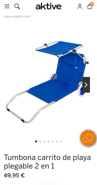 Tumbona plegable playa con ruedas y toldo