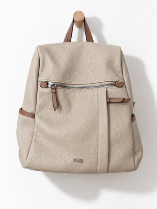 Mochila Paco Martínez beige polipiel multibolsillo