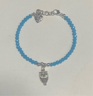 Bracciale gufo fatto a mano azzurro