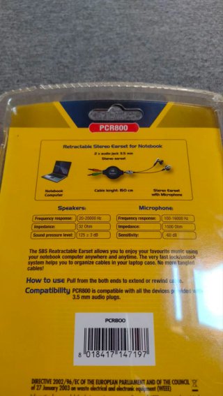 Cuffie Retrattili SBS PCR800 per Notebook