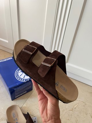 Sandalias Birkenstock Marrón Ante Doble Tira