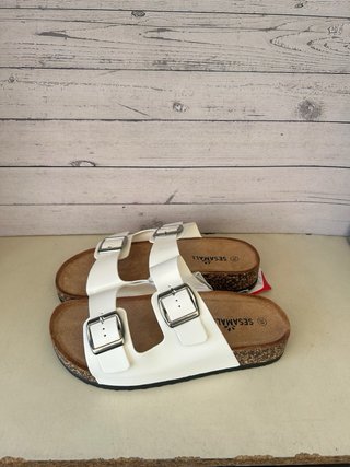 Ciabatte donna estive bianche fibbie regolabili 38