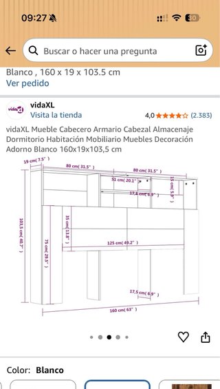Cabecero de cama de madera blanco