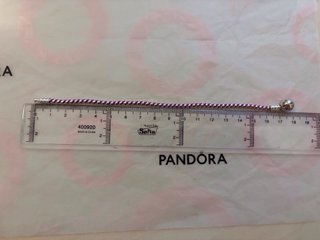 Pulsera Pandora Plata y Cordón Morado