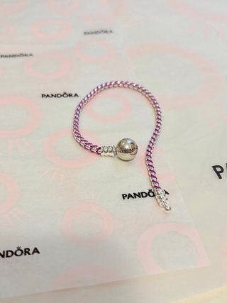 Pulsera Pandora Plata y Cordón Morado