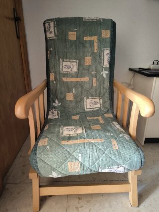 Sillón balancín con cojín estampado