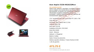 Acer 5336 Portátil Rojo 160GB - 4GB RAM