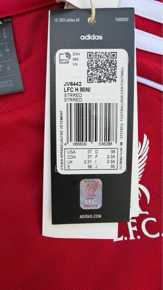 Conjunto/kit Liverpool Oficial Local (2-3 años)