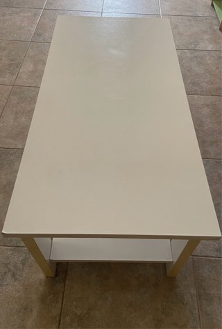 Mesa centro blanca con estante 100x50