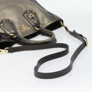 PRADA Tote Bag Leather 2way Gold Auth 182095 -