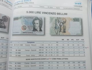 Banconota 5000 Lire Italia Vincenzo Bellini