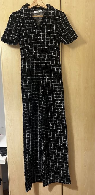 Vestido Mango Negro Cuadros
