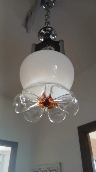 Lampadario Murano Acciaio Legno