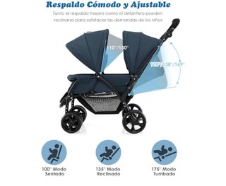 Carrito gemelar plegable 15kg por asiento