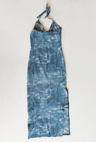 Vestido largo efecto denim halter
