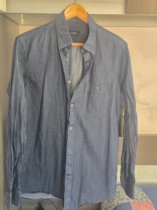 Camisa MILIMETRO rayas gris talla L