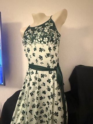 Vestido Verano Flores Verde Blanco