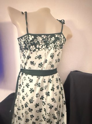 Vestido Verano Flores Verde Blanco