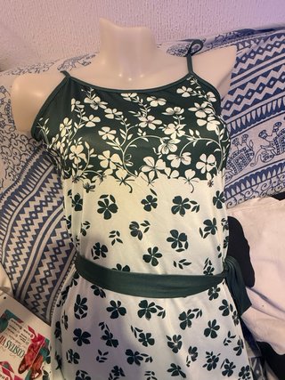 Vestido Verano Flores Verde Blanco