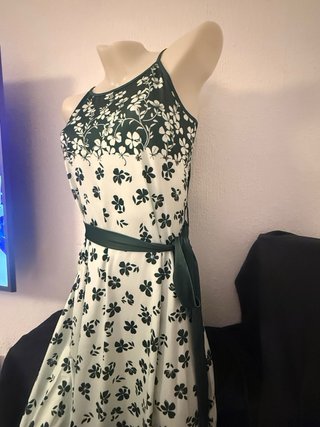 Vestido Verano Flores Verde Blanco