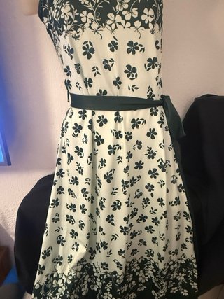 Vestido Verano Flores Verde Blanco