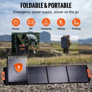 Panel Solar Monocristalino Portátil, Cargador Solar Plegable Monocristalino ETFE de 200W, Panel Solar con Eficiencia del 23% y Salida MC4, Impermeable IP67 para Estaciones de Energía, Camping, Sen...