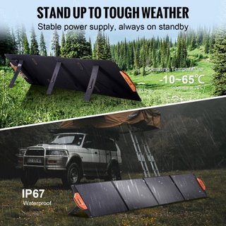Panel Solar Monocristalino Portátil, Cargador Solar Plegable Monocristalino ETFE de 200W, Panel Solar con Eficiencia del 23% y Salida MC4, Impermeable IP67 para Estaciones de Energía, Camping, Sen...