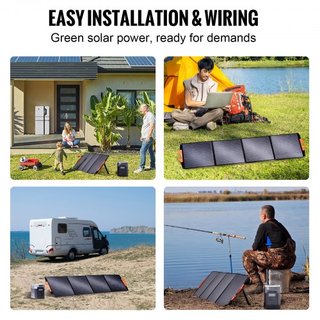 Panel Solar Monocristalino Portátil, Cargador Solar Plegable Monocristalino ETFE de 200W, Panel Solar con Eficiencia del 23% y Salida MC4, Impermeable IP67 para Estaciones de Energía, Camping, Sen...