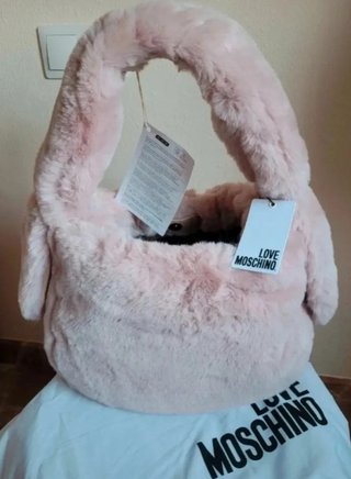 Bolso Hobo Pelo Sintético Rosa Love Moschino