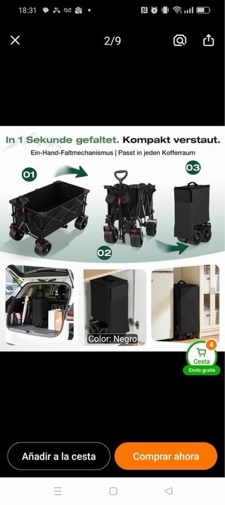 Carro plegable gran capacidad 100x50x55