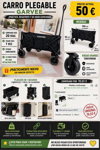 Carro plegable gran capacidad 100x50x55