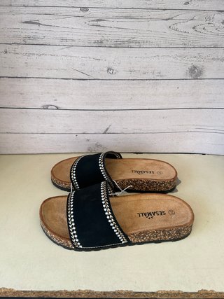 Ciabatte donna estive punta aperta fascia nero 37
