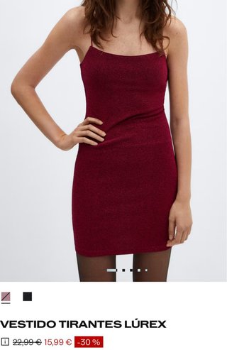 Mango Vestido de tirantes brillante S