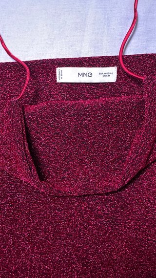 Mango Vestido de tirantes brillante S