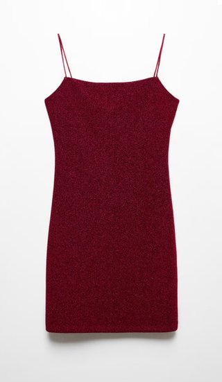 Mango Vestido de tirantes brillante S