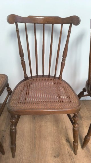 Set di 3 sedie in legno e vimini