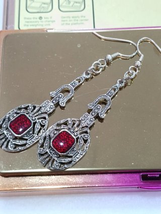 Pendientes Vintage Plata Ley Rojo