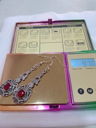 Pendientes Vintage Plata Ley Rojo
