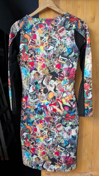 Vestido M-L Multicolor con Malla negra