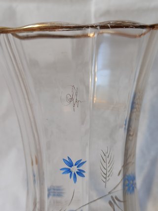 Vaso Vetro Decorato Anni 40-50