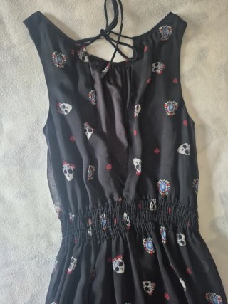 Vestido Zara Negro Calaveras Talla S