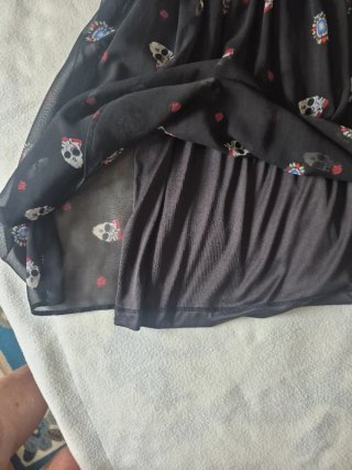 Vestido Zara Negro Calaveras Talla S