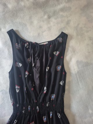 Vestido Zara Negro Calaveras Talla S