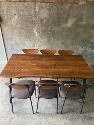 Mesa y 6 Sillas Comedor Madera y Metal