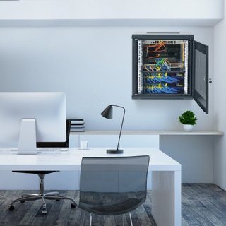 Gabinete di Server di Rete a Parete da 12U, 39,4 cm/15,5" di Profondità, Enclosure per Rack di Server, Capacità di Carico Max Montata a Terra 90kg/200 lbs, con Porta Blocco...