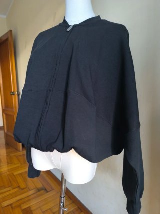 Chaqueta Bomber Negra Cremallera Talla L
