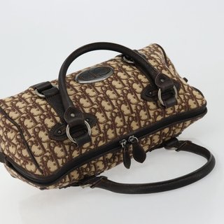 Christian Dior Trotter Canvas Hand Bag Brown