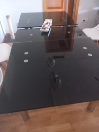 Mesa Comedor Extensible Cristal Negra